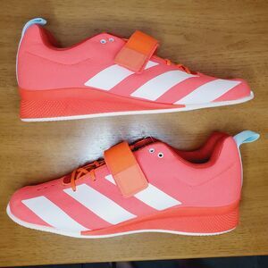 Adidas Adipower Weightlifting Shoes Neon Red Orange Mens US SZ 13 Excellent